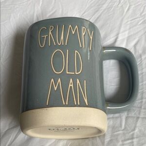Rae Dunn Blue and Cream Ceramic Mug with Raised Lettering